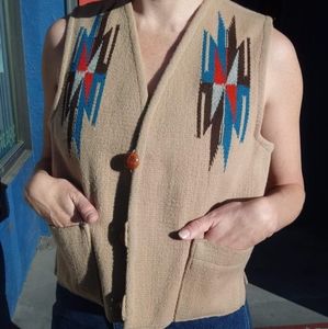 VTG 70s Chimayo Handwoven Wool Rio Grande Vest